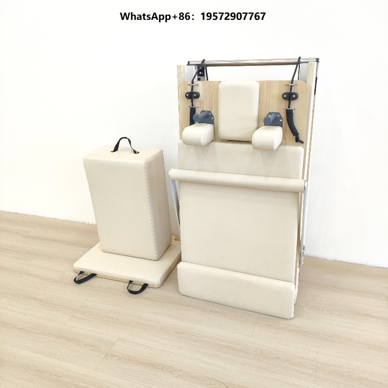 Yoga Fitness Pilates Reformer - Eichenholz Yoga-Trainingsgerät Klappbares Holzbett Pilates Reformer