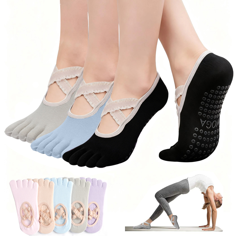 Yoga Dance & Fitness Center Llc - Rutschfeste Damen-Pilates-Socken mit Spitzenbandage, Yoga-Socken, Sport-Fitness-Atmungsaktive