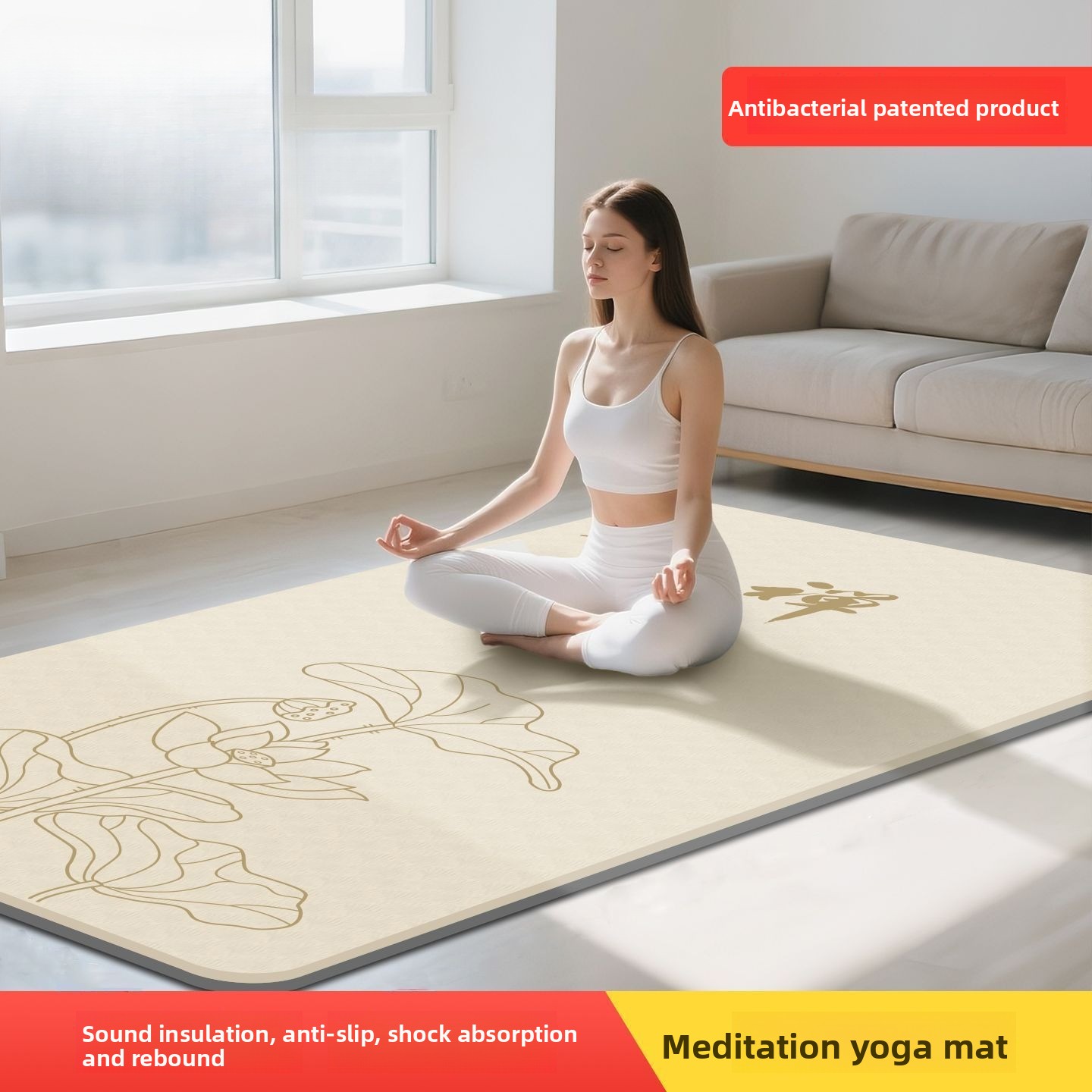 Yoga Of Fitness Mat - Zen Meditation Damen-Yogamatte, Vergrößert, Verbreitert, Rutschfest,